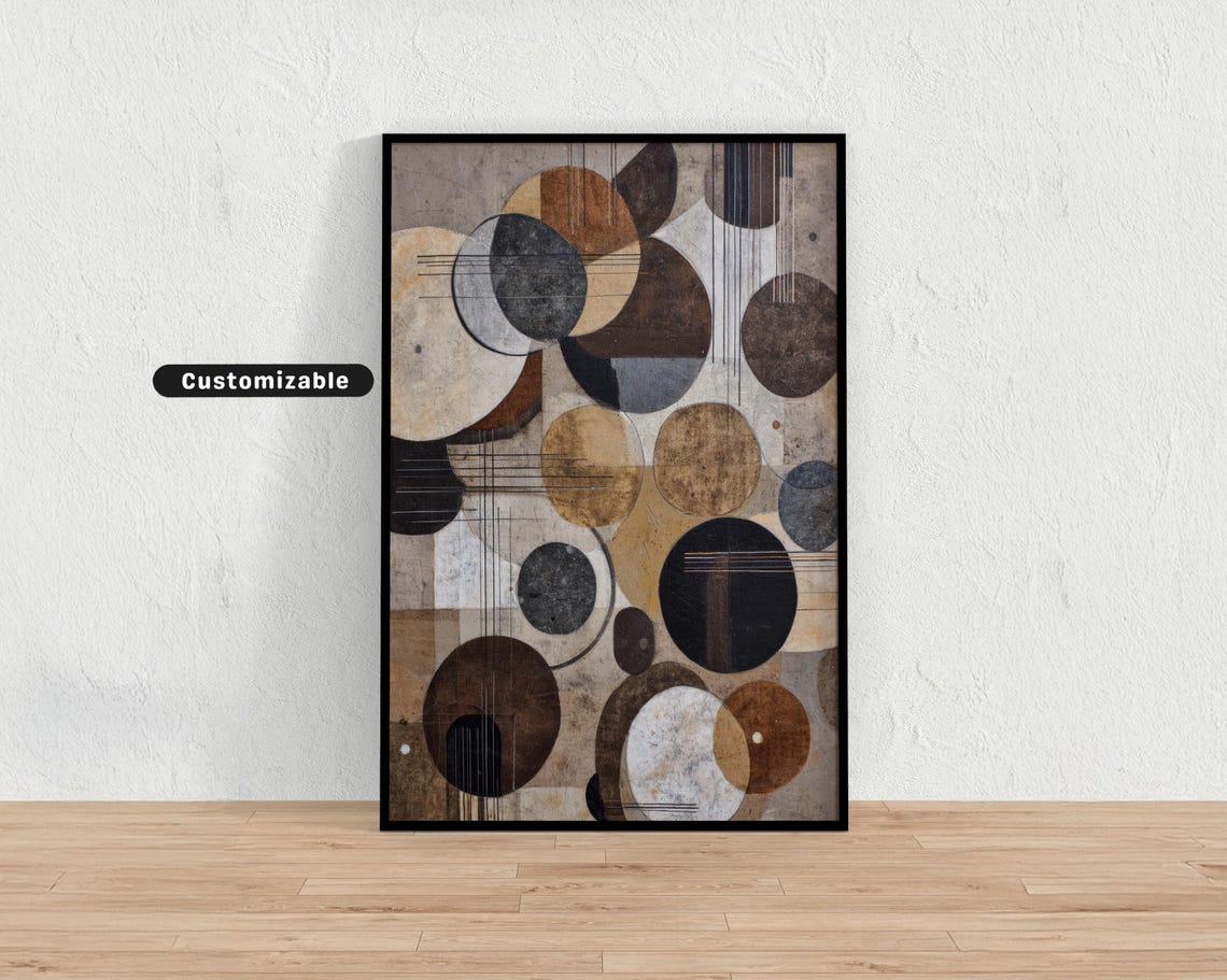 Overlapping Circles Earth Tone Abstract Modern Minimalist Poster