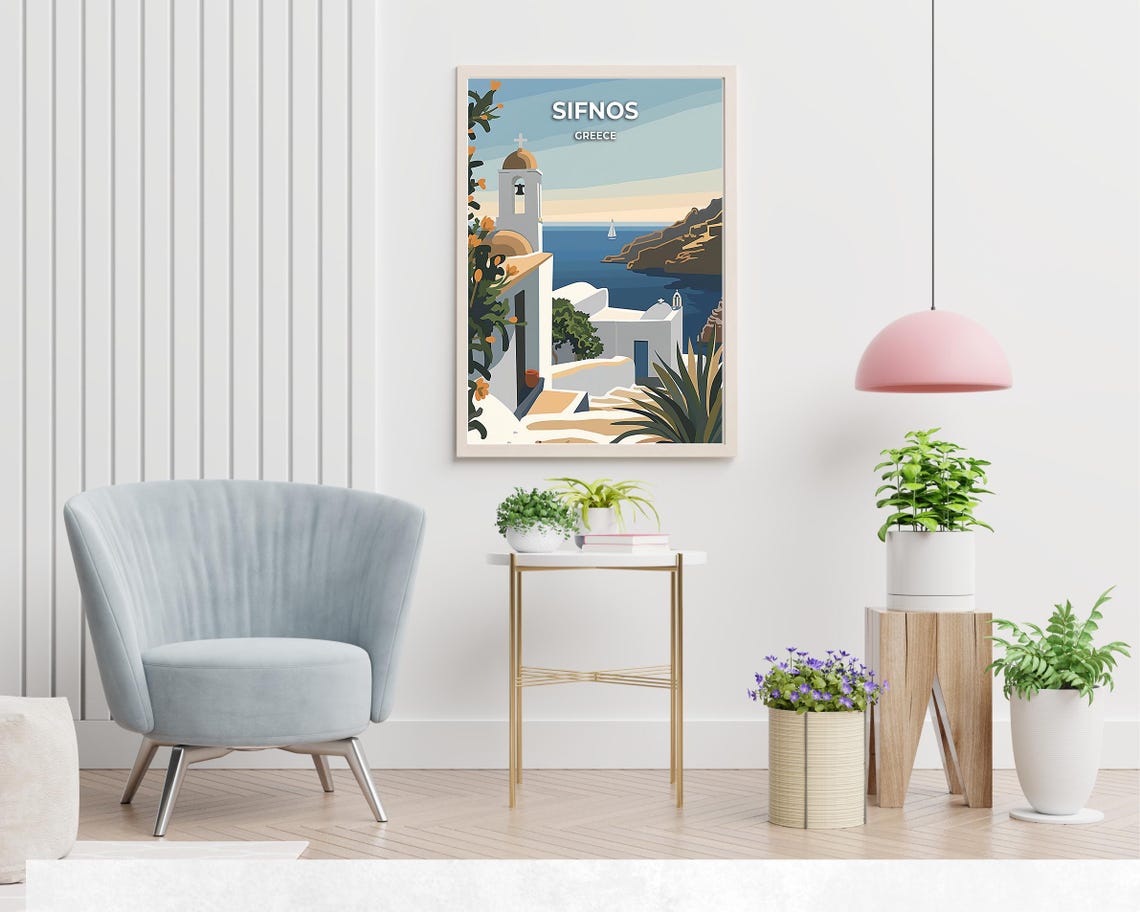 Sifnos Travel Print Wall Art Sifnos Greece City Print Sifnos Travel Gift Sifnos City Poster Travel Gift Wall Art - Image 2