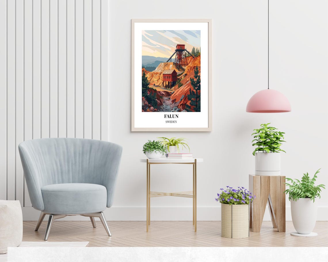 Falun Copper Mine Travel Print Wall Art Falun Sweden City Print Falun Copper Mine Travel Gift Falun Copper Mine Poster Travel Gift - Image 2