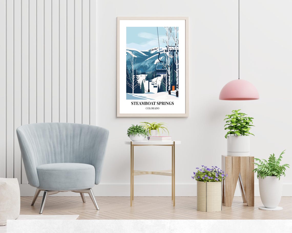 Steamboat Springs Colorado Chairlift Through Birch Trees Slopes Poster - Image 2