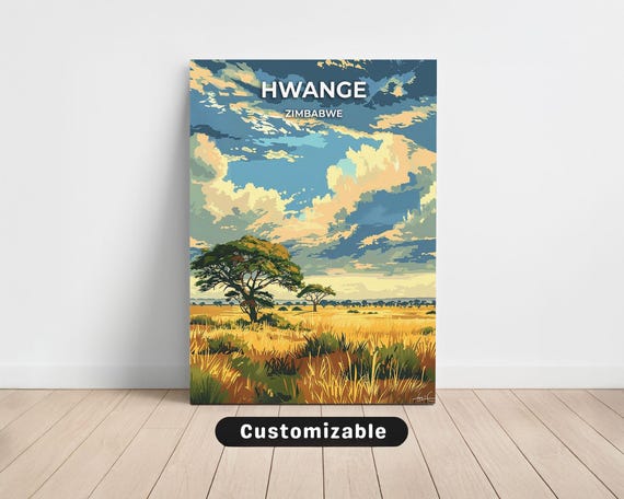 Hwange Zimbabwe Travel Canvas Poster Custom Wall Art