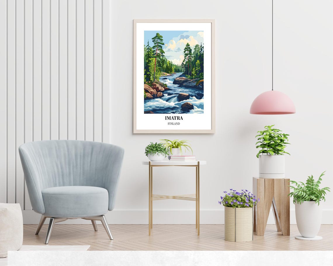 Imatra Finland Forest Rapids Pine Trees Nature Landscape Poster - Image 2