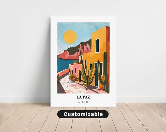 La Paz Mexico Travel Canvas Poster Custom Wall Art