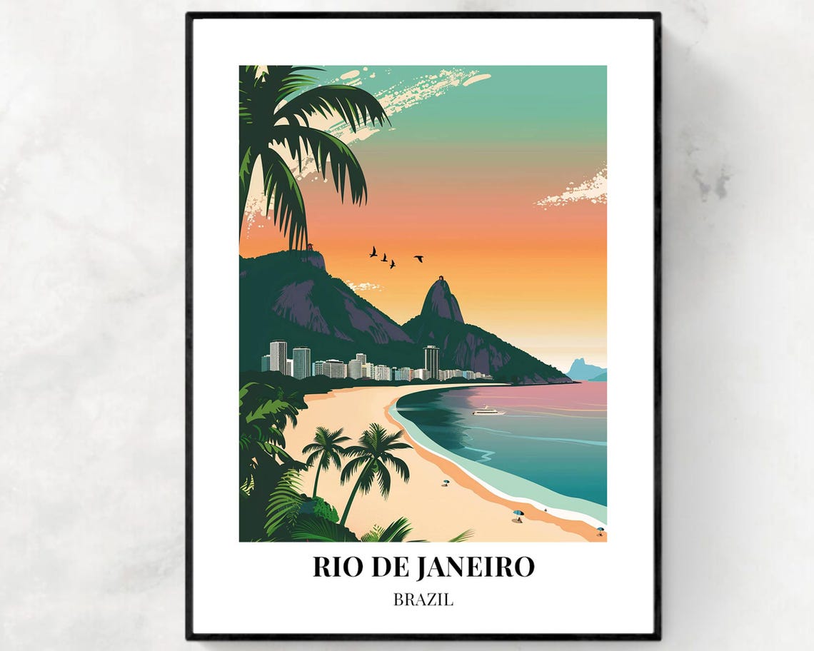 Rio De Janeiro Travel Print Wall Art Rio De Janeiro Brazil City Print Rio De Janeiro Travel Gift Rio De Janeiro City Poster Wall Art