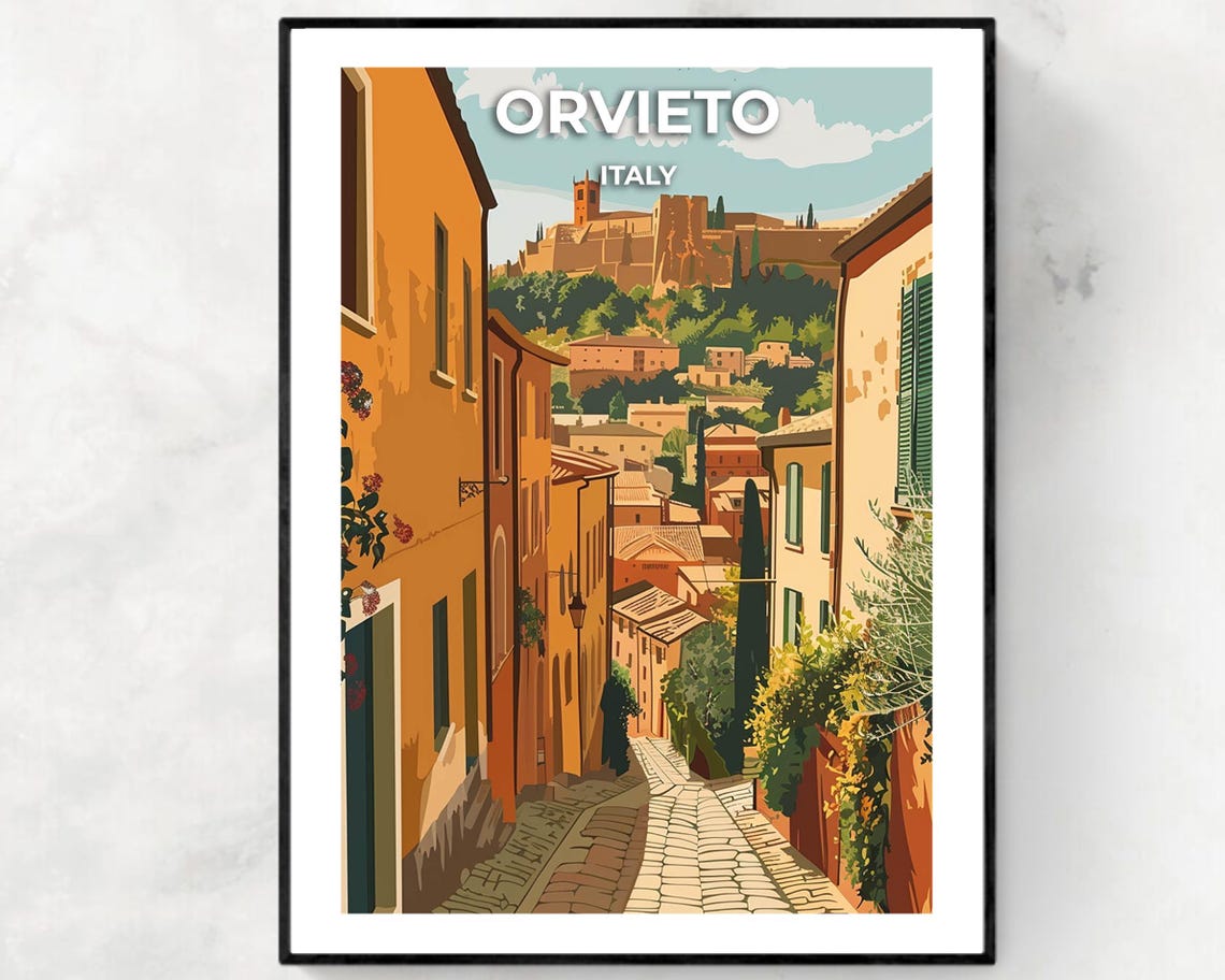 Orvieto Travel Print Wall Art Orvieto Italy City Print Orvieto Travel Gift Orvieto City Poster Travel Gift Wall Art
