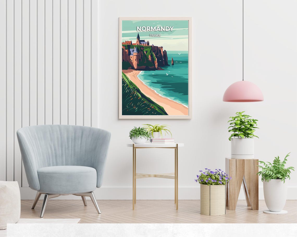 Normandy France Clifftop Chapel Beach And Seaside Coast Poster - Image 2