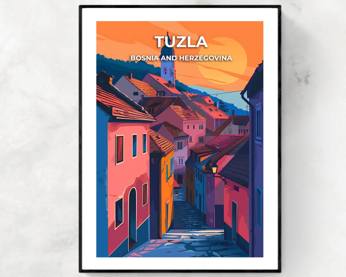 Tuzla Travel Print Wall Art Tuzla Bosnia And Herzegovina City Print Pannonian Salt Lakes Travel Gift