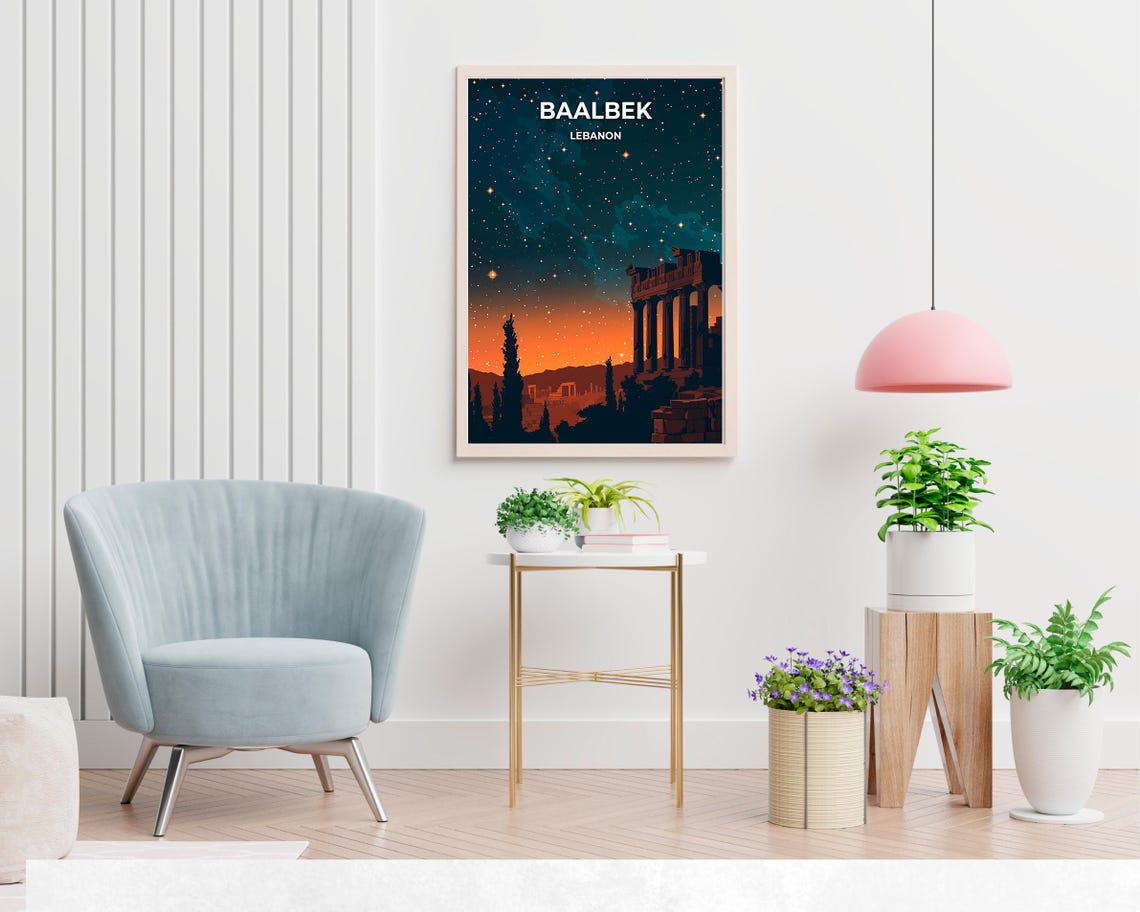 Baalbek Lebanon Temple Ruins Under a Starry Night Sky Poster - Image 2