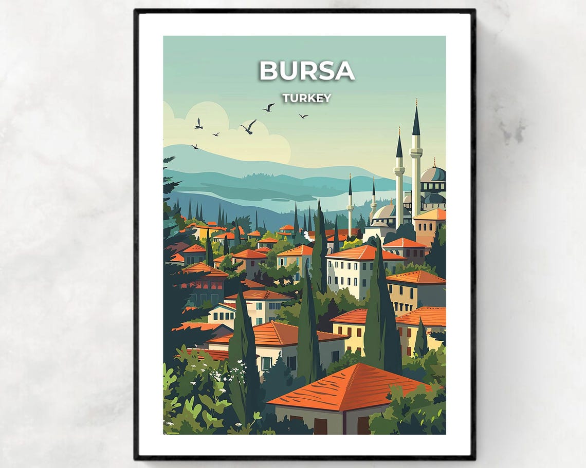 Grand Mosque Ulu Cami Travel Print Wall Art Bursa Turkey City Print Grand Mosque Ulu Cami Travel Gift Travel Gift