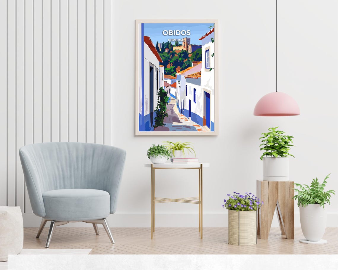 Bidos Castle Travel Print Wall Art Bidos Portugal City Print Bidos Castle Travel Gift Bidos Castle Poster - Image 2