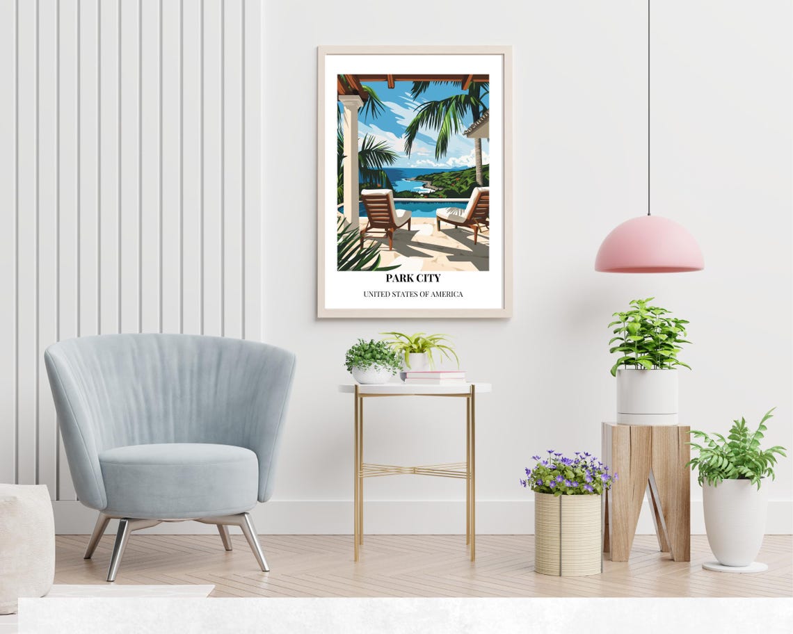 Park City Tropical Terrace Pool Ocean View Poster with Caption - Image 2