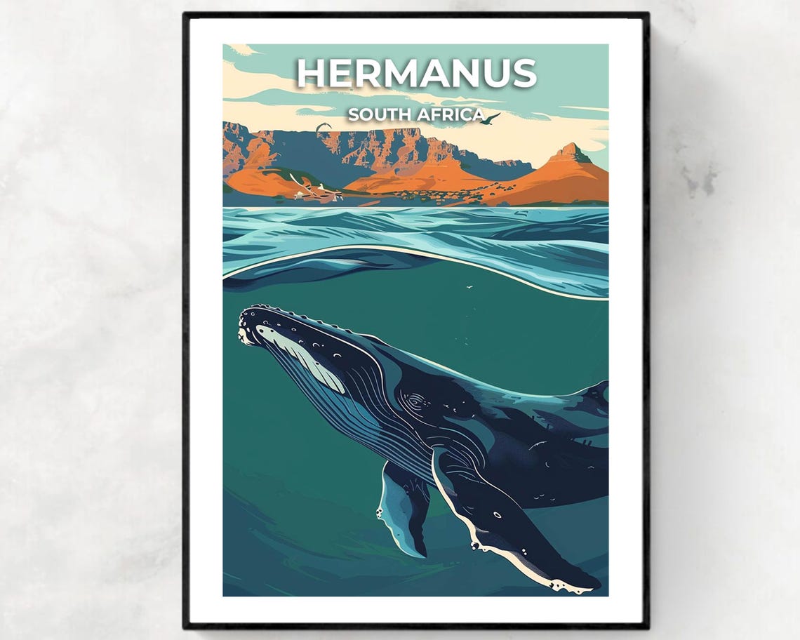 Hermanus South Africa Giant Humpback Whale Under Waves Poster