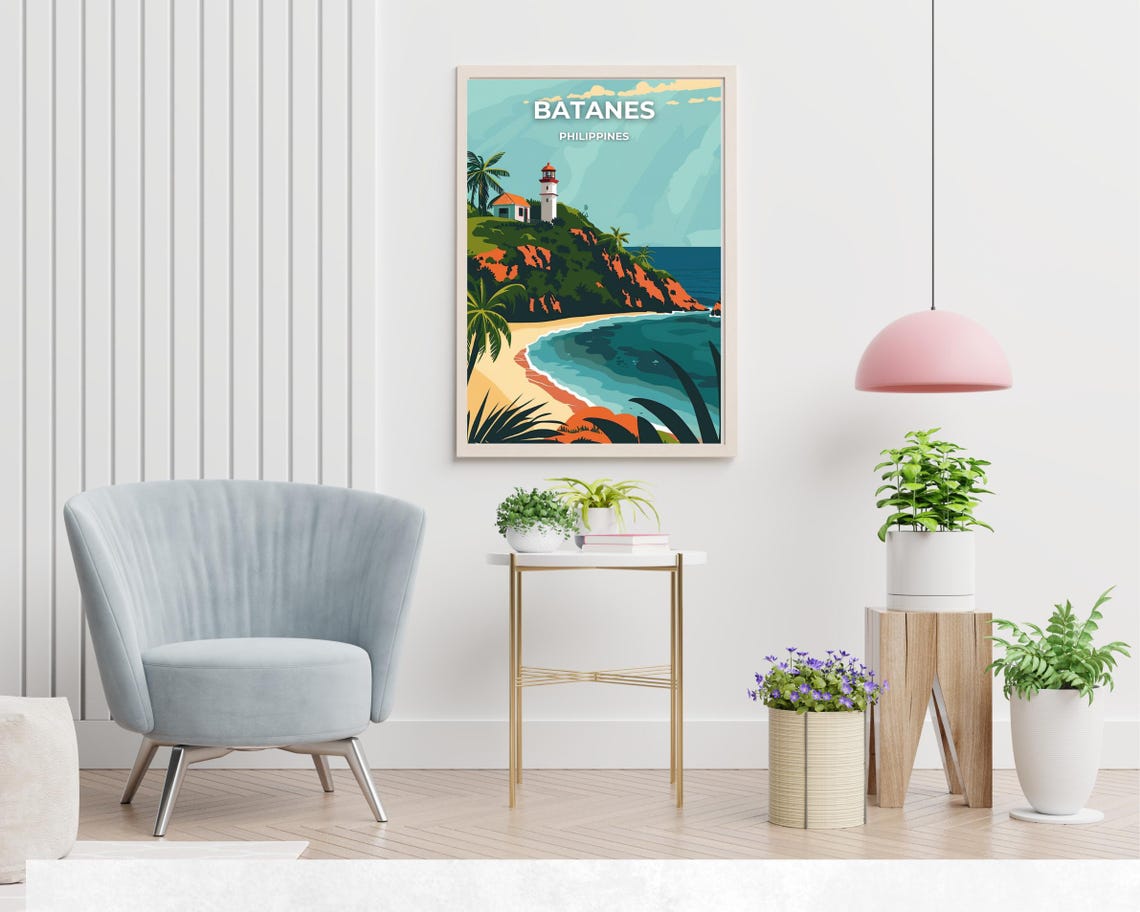 Batanes Philippines Cliff Lighthouse Beach Sunset Travel Poster - Image 2