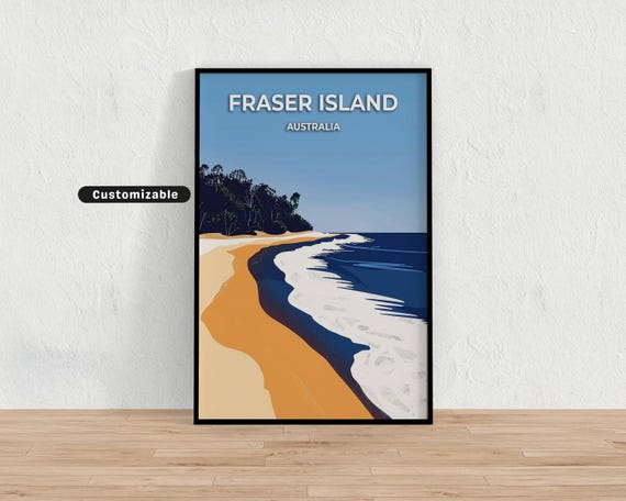Fraser Island Australia Travel Poster Custom Wall Art