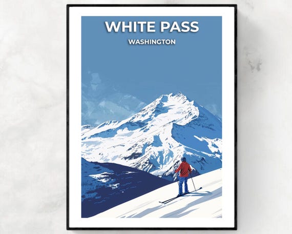White Pass Travel Print White Pass Ski Poster Washington Ski Poster White Pass Ski Resort Print