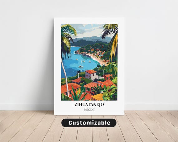 Zihuatanejo Mexico Travel Canvas Poster Custom Wall Art