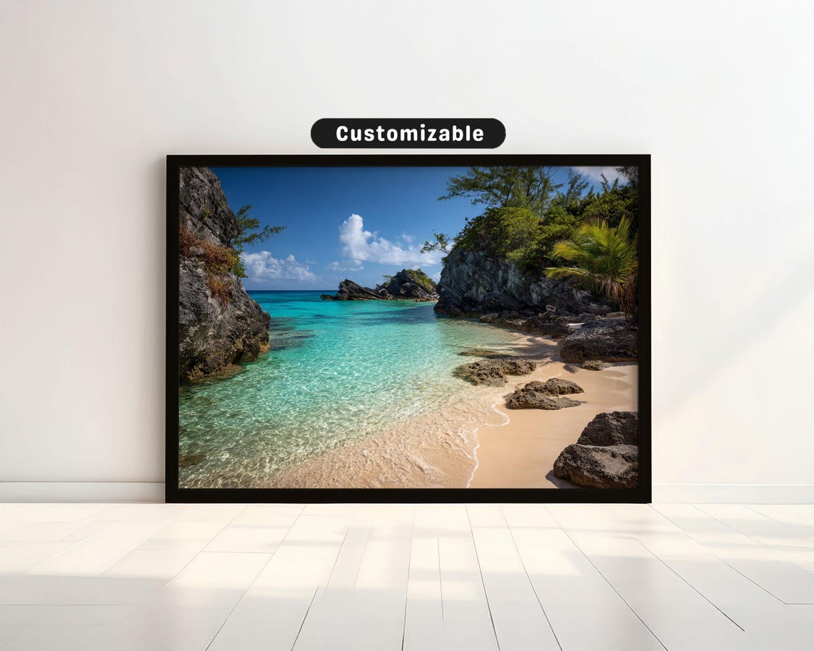 Quiet Turquoise Beach Cove With Soft Sand Tropical Escape Wall Art