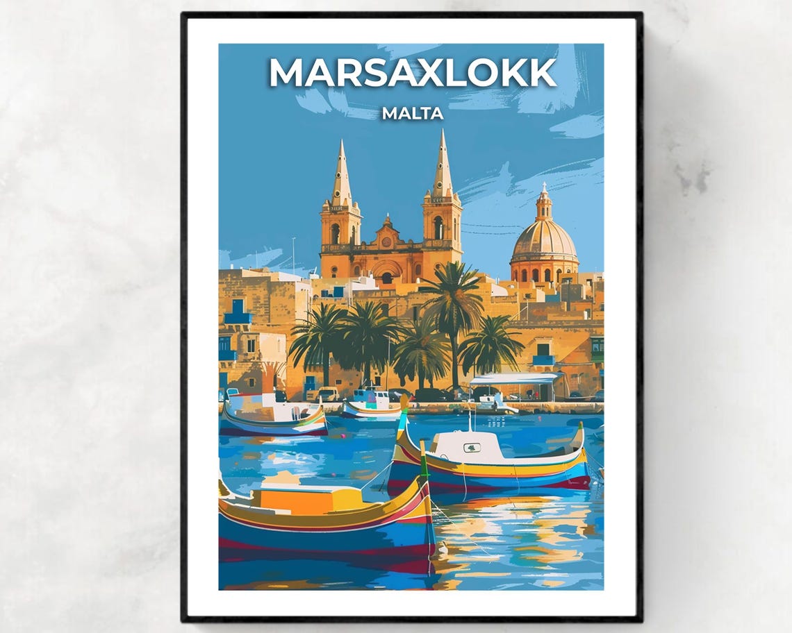 Marsaxlokk Bay And Fishing Village Travel Print Wall Art Marsaxlokk Malta City Print Marsaxlokk Bay And Fishing Village Travel Gift