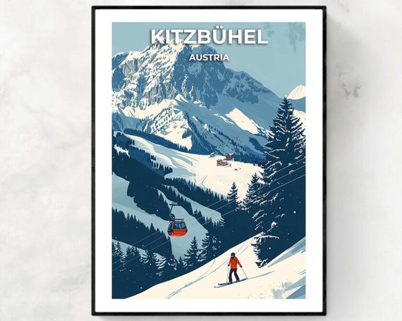 Kitzbhel Travel Print Kitzbhel Ski Poster Austria Ski Poster Kitzbhel Ski Resort Print