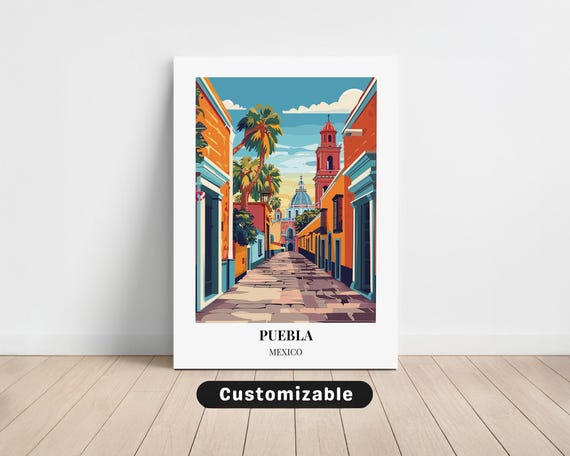Puebla Mexico Travel Canvas Poster Custom Wall Art