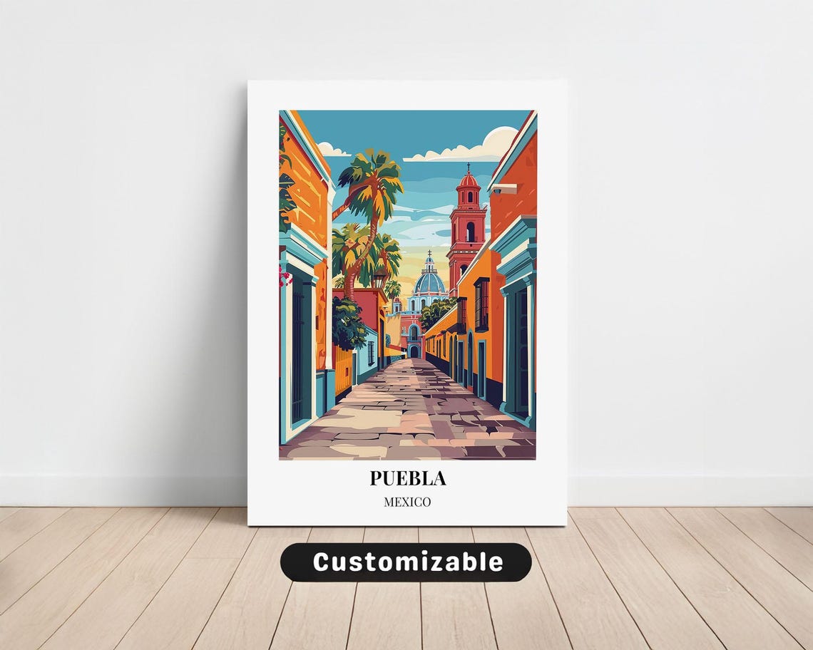 Puebla Mexico Travel Canvas Poster Custom Wall Art