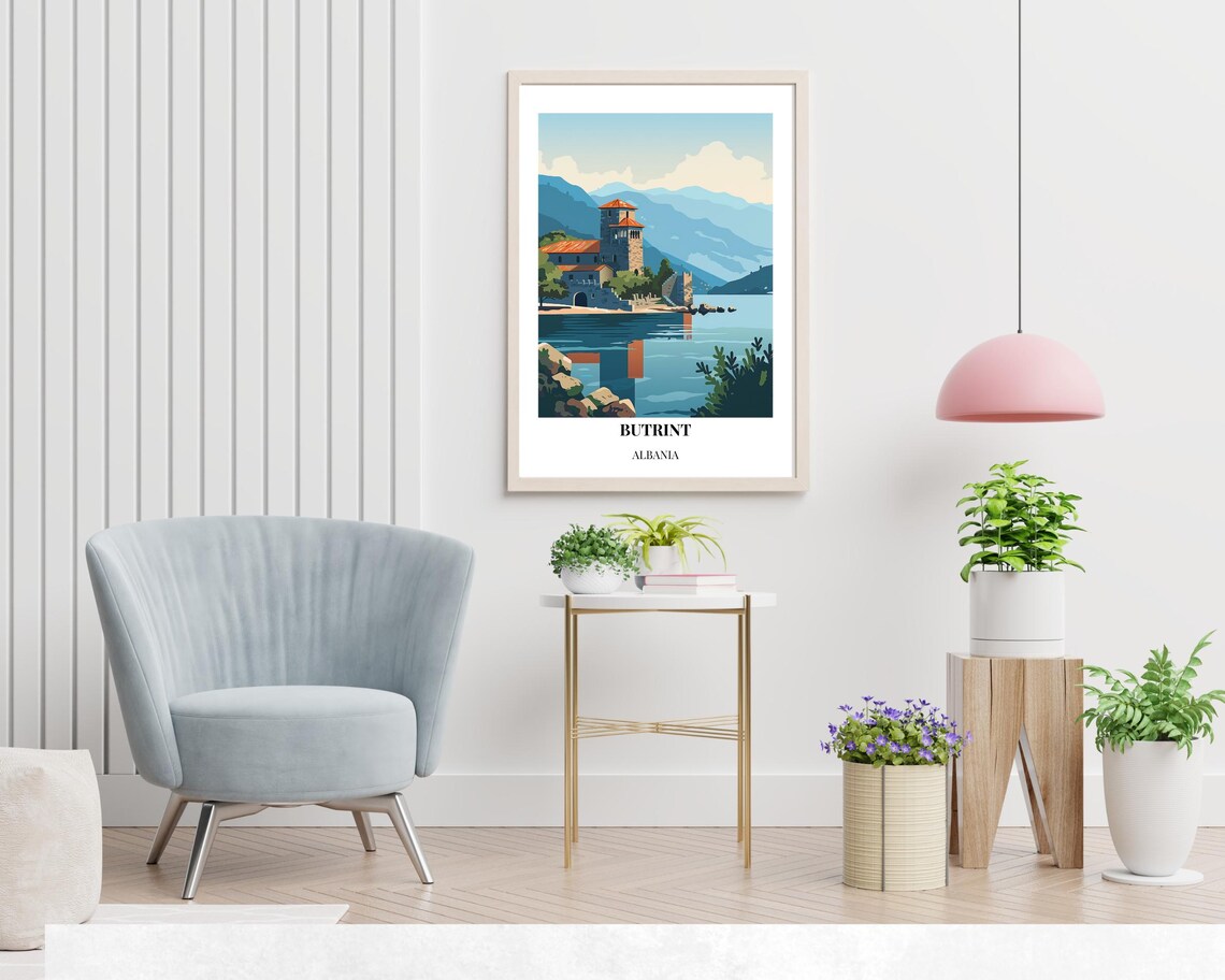 Butrint Albania Ancient Lakeside Stone Church Ruins Travel Poster - Image 2