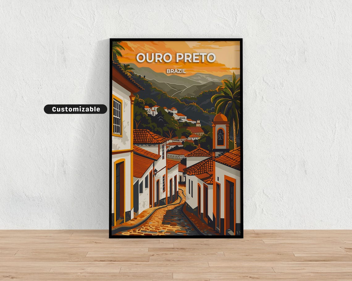 Ouro Preto Brazil Travel Poster Custom Wall Art