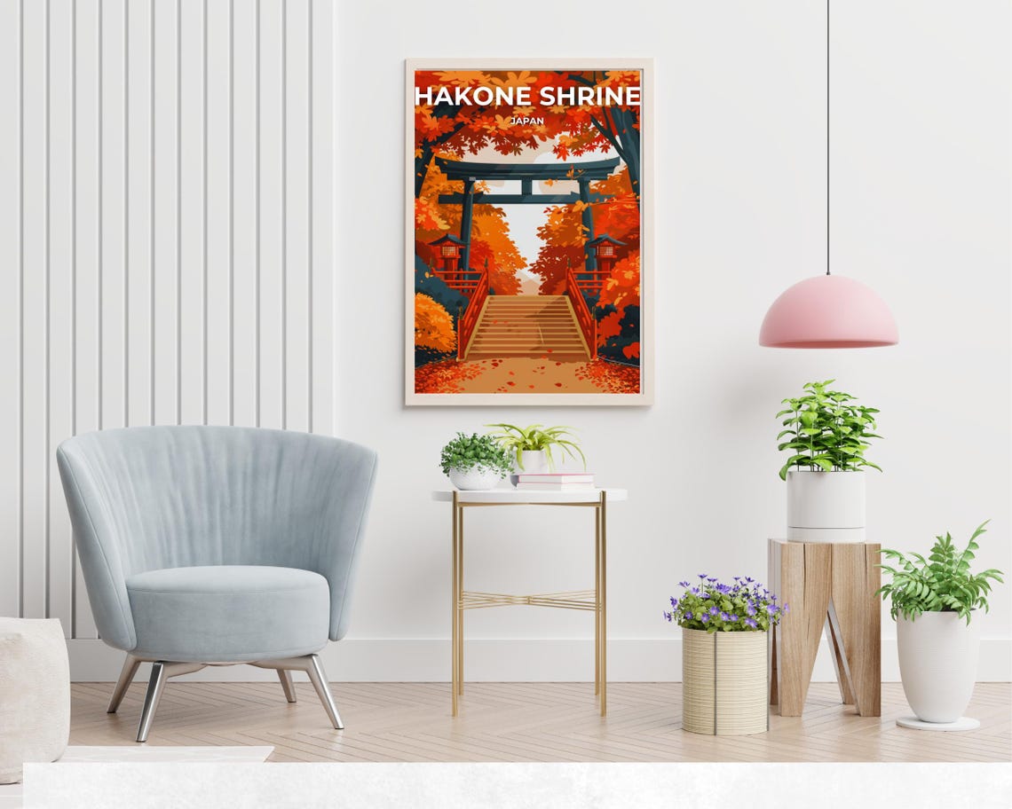 Hakone Shrine Japan Autumn Torii Gate And Stone Steps Poster - Image 2