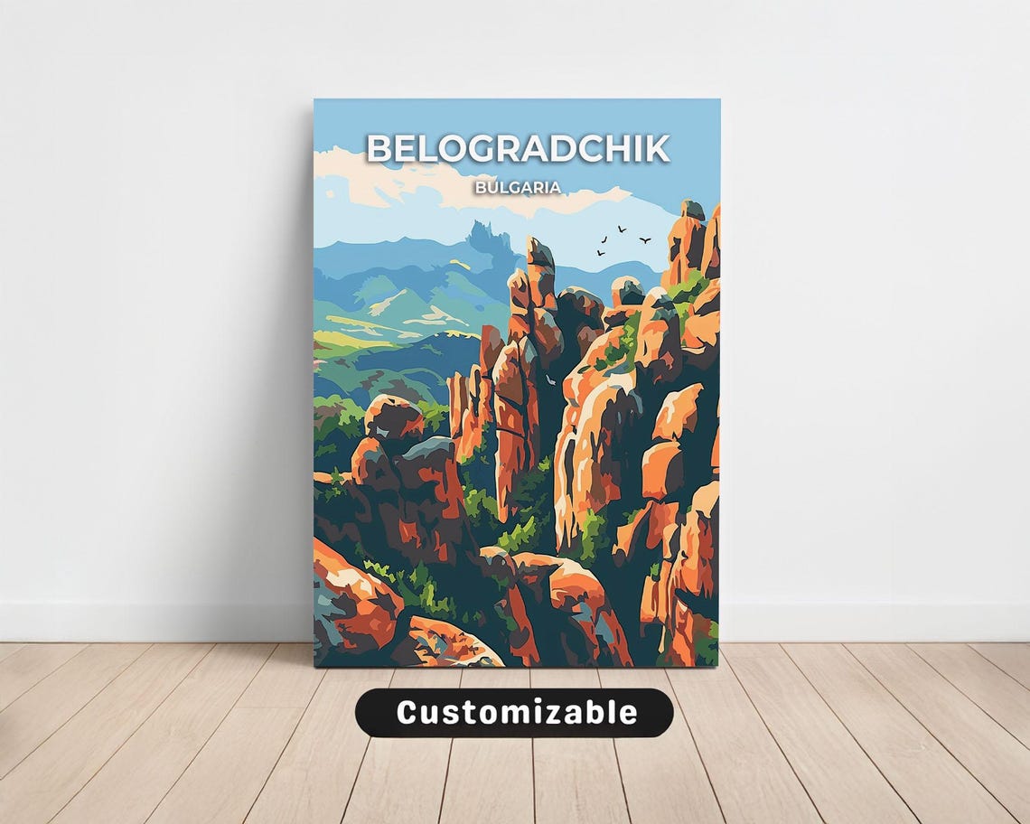 Belogradchik Bulgaria Rock Formations Vintage Travel Art Poster