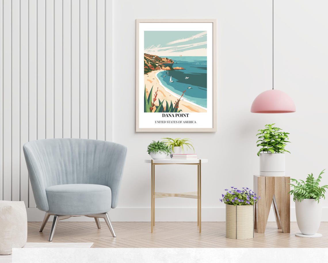 Dana Point California Beach Cove Sailboats Coastal Travel Poster - Image 2