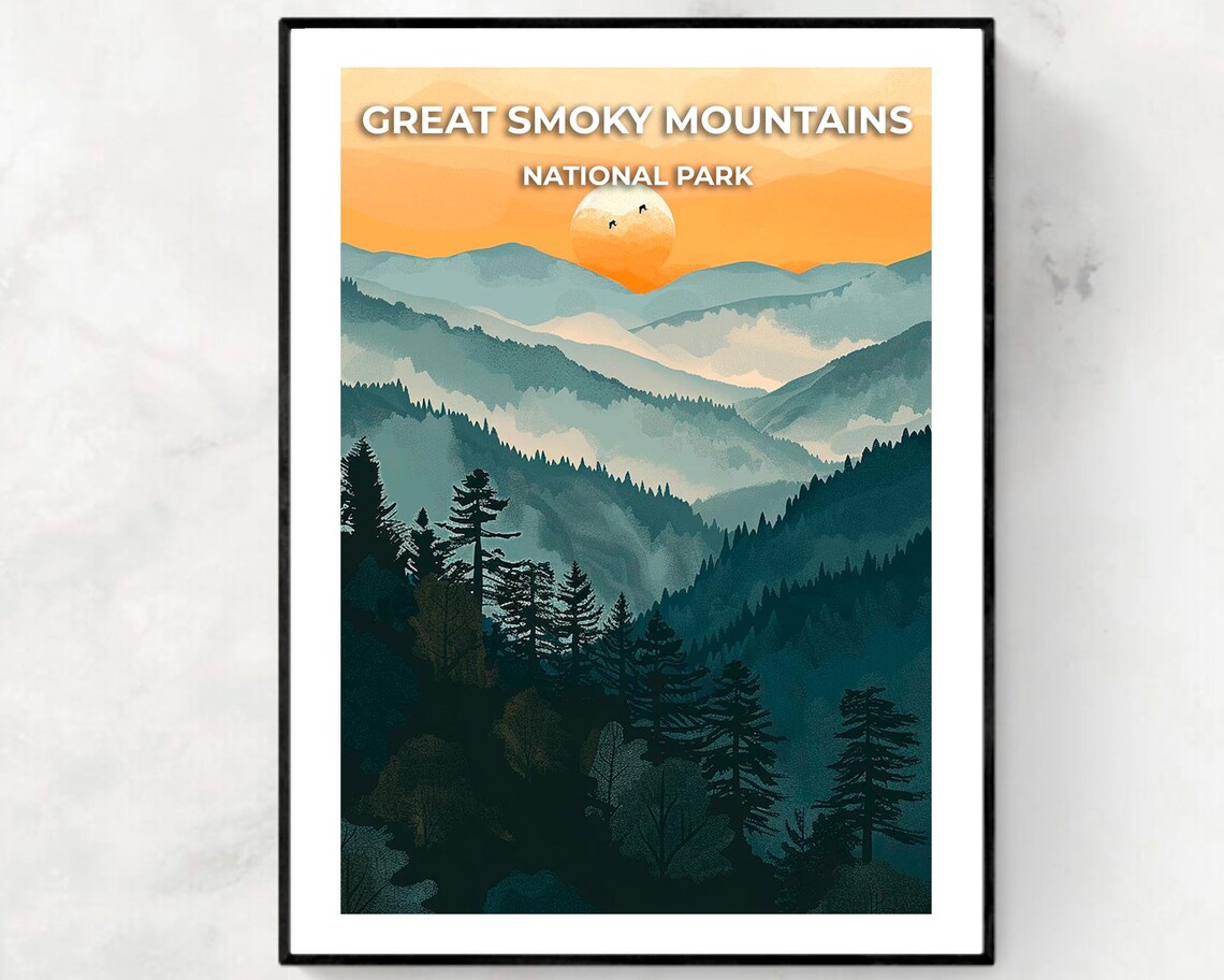 Great Smoky Mountains National Park Travel Print Wall Art Great Smoky Mountains National Park City Print Great Smoky Mountains