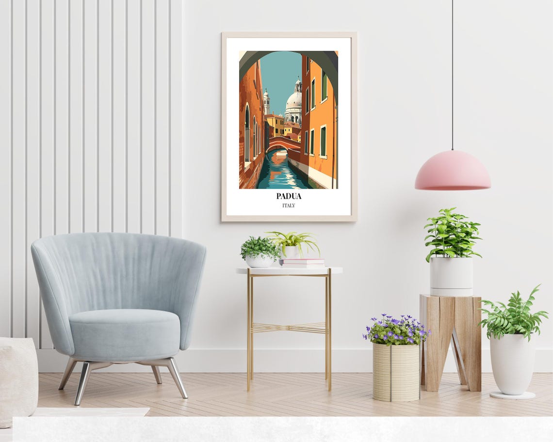 Padua Stone Archway Canal Bridge White Dome Italy Travel Poster - Image 2