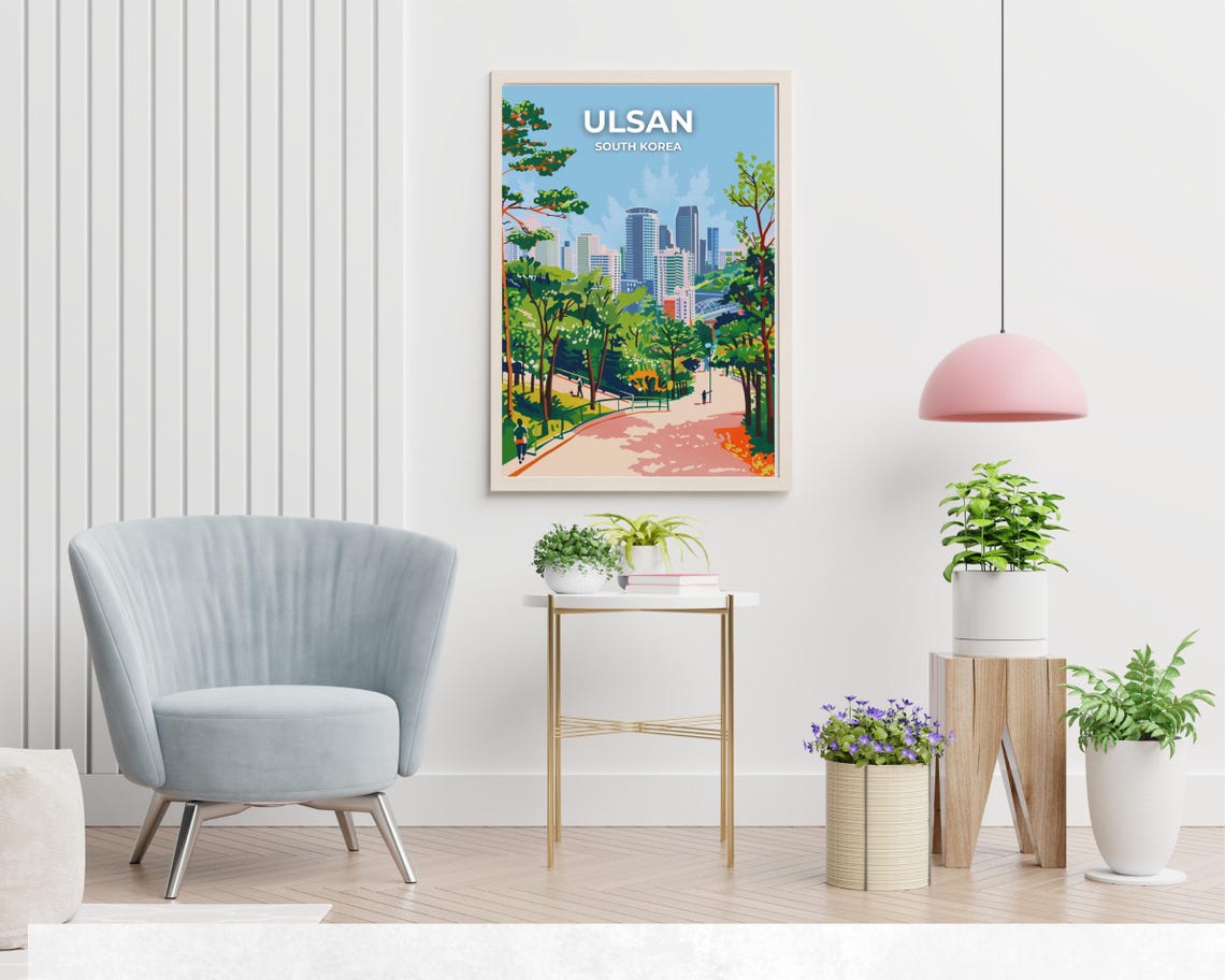 Ulsan South Korea Grand Park Green Trees City Skyline Travel Poster - Image 2