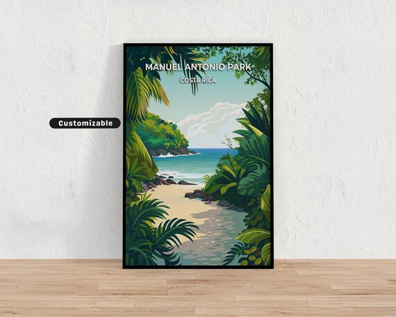 Manuel Antonio Park Costa Rica Lush Jungle Cove Beach Travel Poster