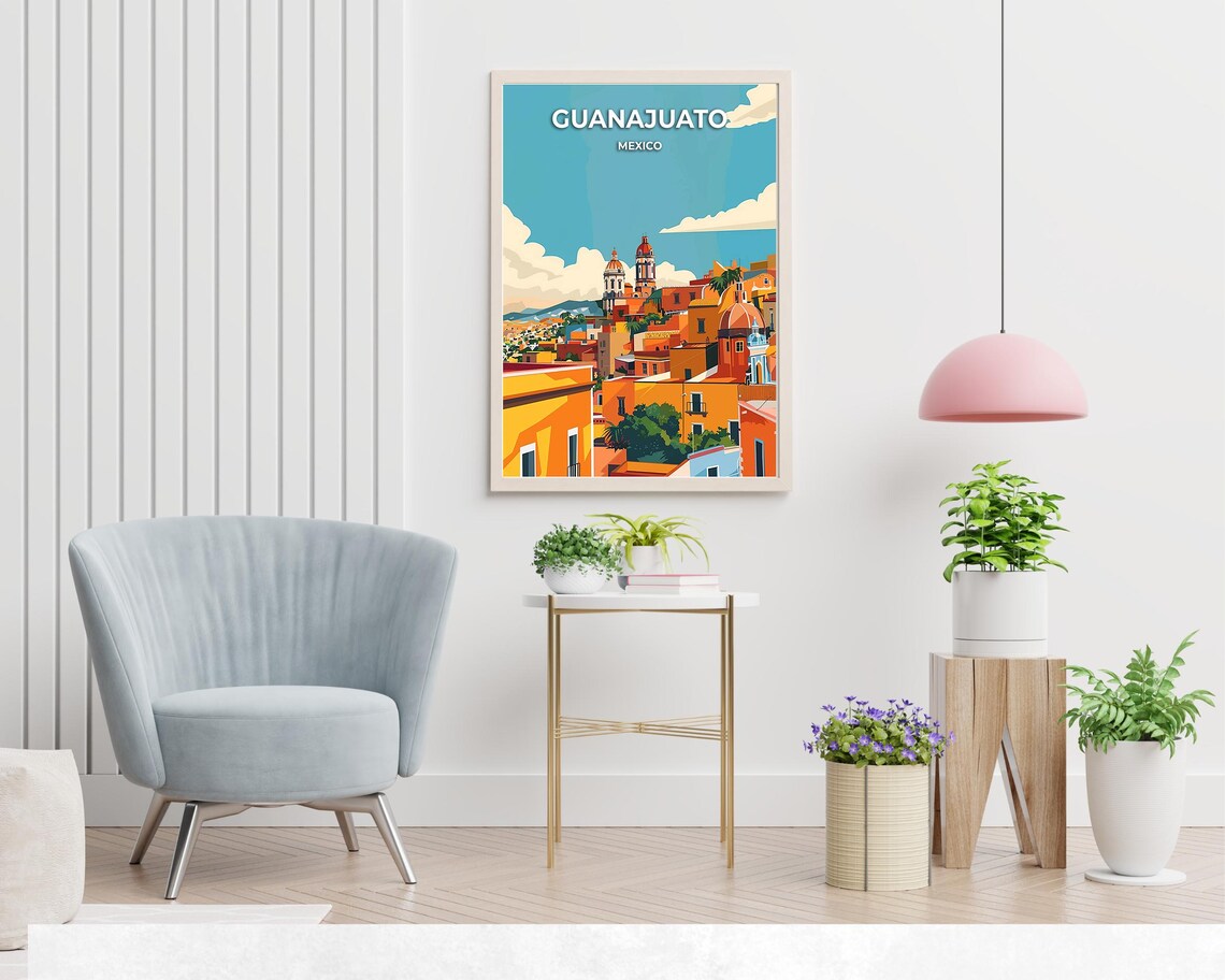 Guanajuato Daytime Colorful Hillside Rooftops Mexico Travel Poster - Image 2