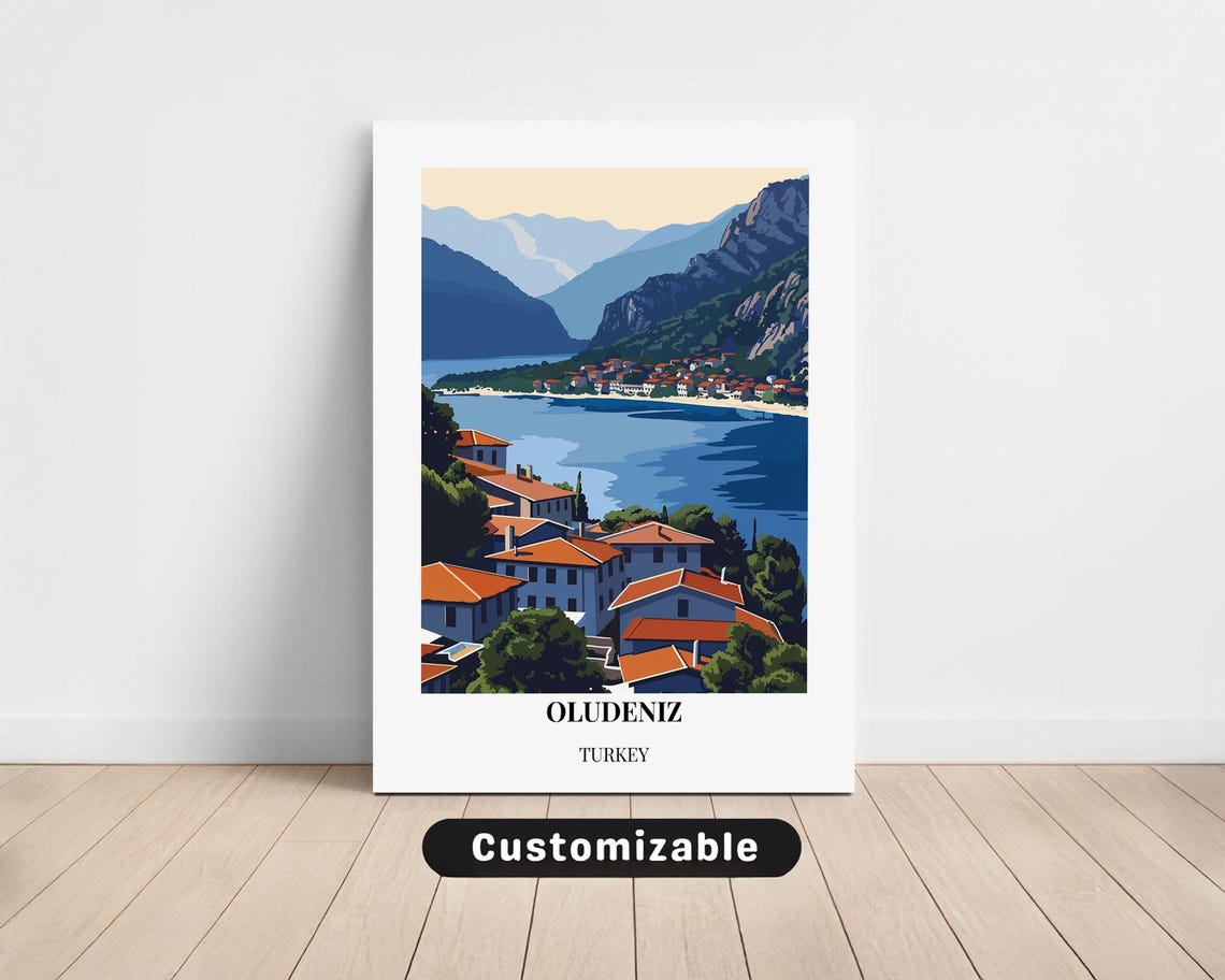 Oludeniz Turkey Coastal Bay Village Mediterranean Travel Poster