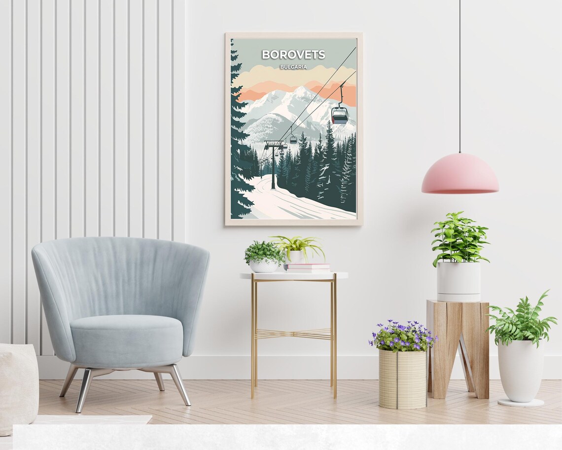 Borovets Bulgaria Chairlift Over Pine Forest Winter Scene Poster - Image 2