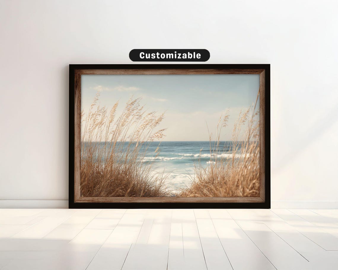 Peaceful Sandy Shoreline Gentle Waves Distant Treeline Beach Poster