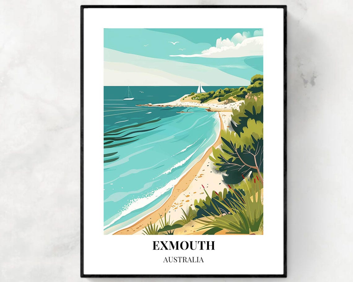 Exmouth Travel Print Wall Art Exmouth Australia City Print Exmouth Travel Gift Exmouth City Poster Travel Gift
