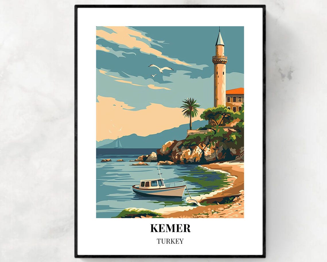 Kemer Travel Print Wall Art Kemer Turkey City Print Kemer Travel Gift Kemer City Poster Travel Gift Wedding Gift