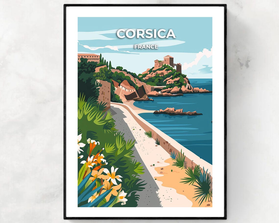 Corsica France Travel Print Wall Art Corsica France City Print Corsica France Travel Gift Corsica France Poster