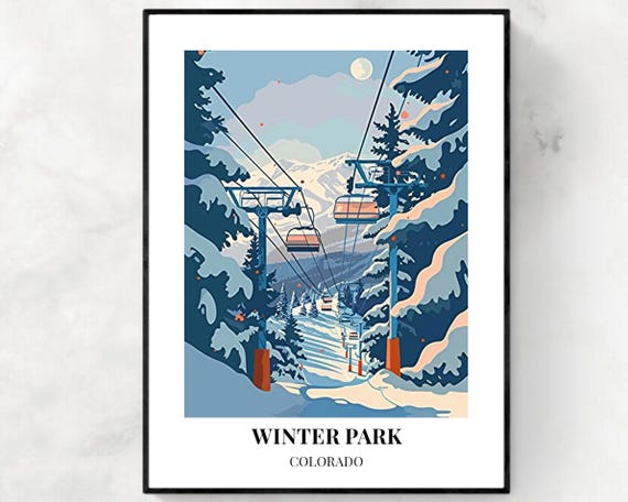 Winter Park Travel Print Winter Park Ski Poster Colorado Ski Poster Winter Park Ski Resort Print