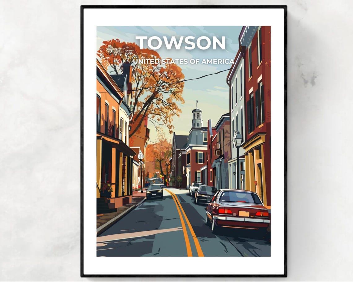 Towson Travel Print Wall Art Towson United States City Print Towson Travel Gift Towson City Poster Travel Gift