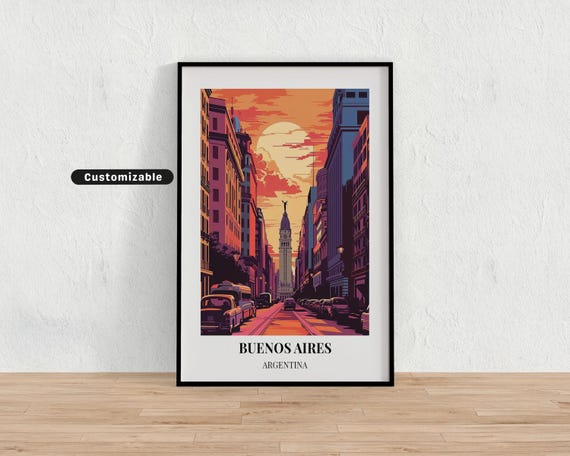 Buenos Aires Argentina Travel Poster Custom Wall Art