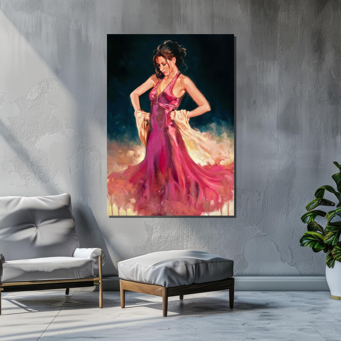 Dancer in Flowing Dress, Expressive Impressionist Art - Image 6