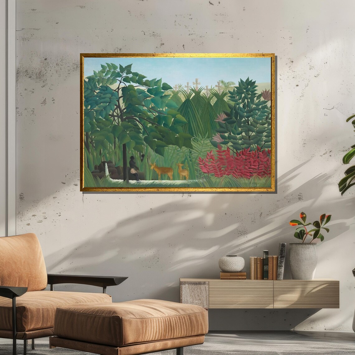 Henri Rousseau The Waterfall, Serene Jungle Landscape - Image 3