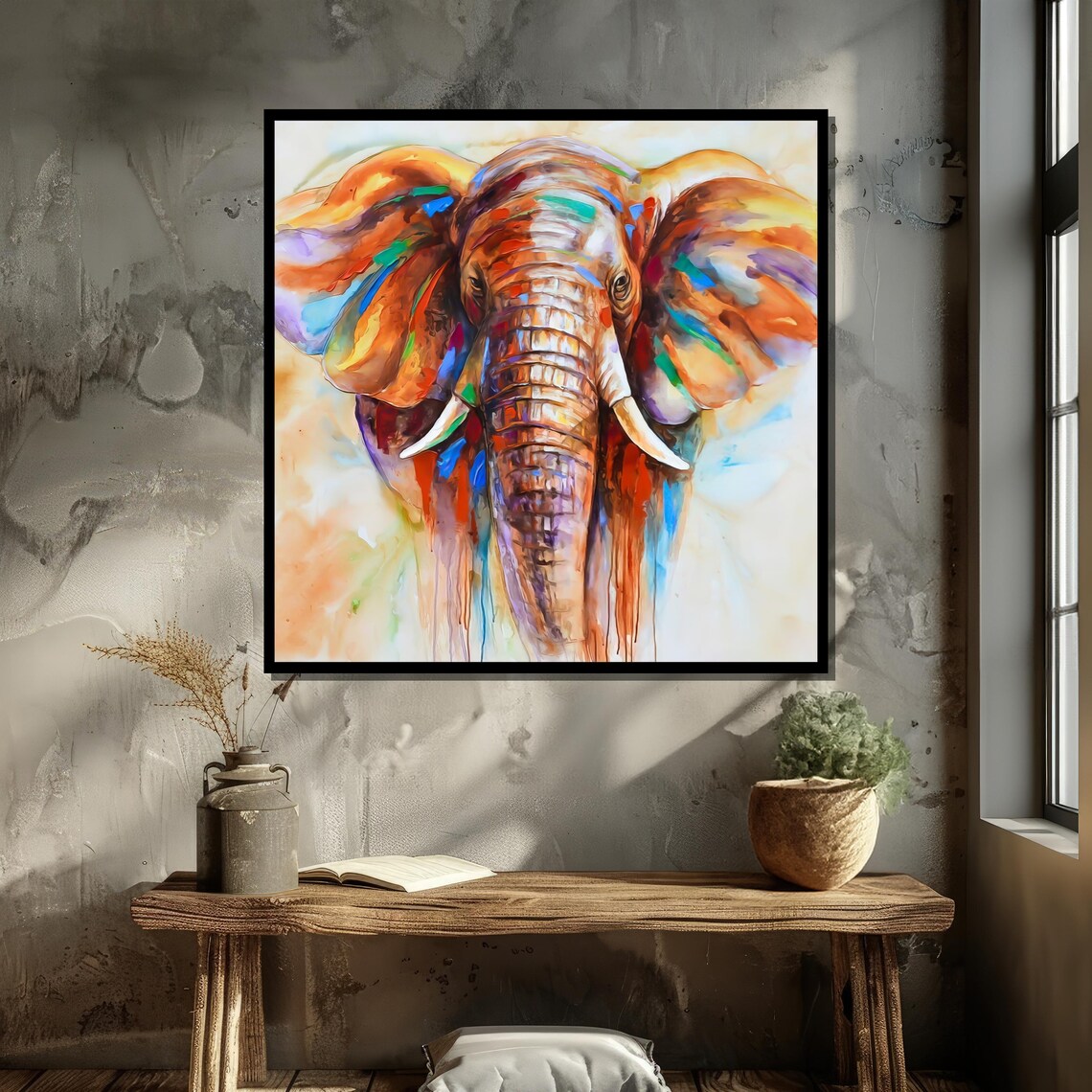 Colorful Elephant Abstract Art Print, Expressionist Decor - Image 5