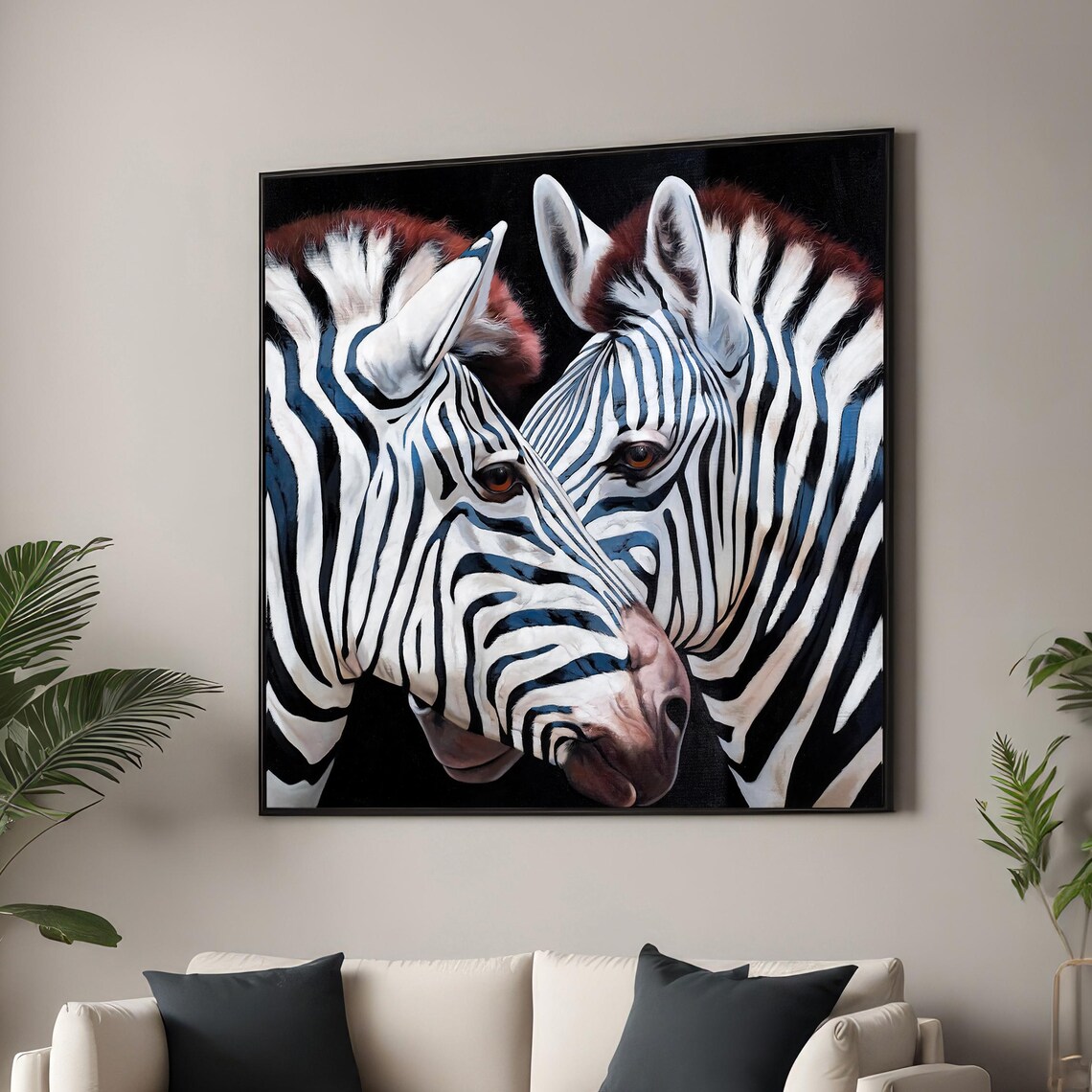 Zebra Close Up Art Print, Realistic Wildlife Decor