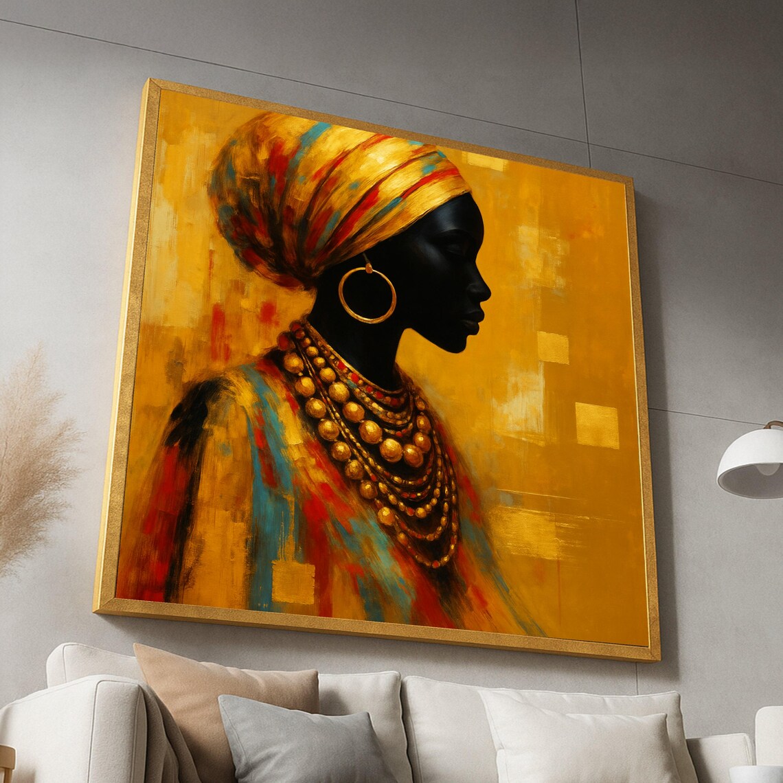 African Woman Silhouette Portrait Art Print