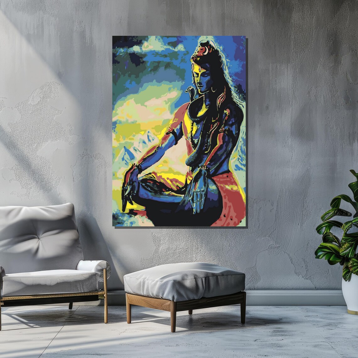 Lord Shiva Meditation Art, Abstract Spiritual Artwork - Image 2